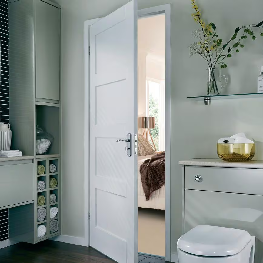 Redline Shaker 6'6" x 2'3" White Primed 4 Panel FD30 Fire Door - Image 2